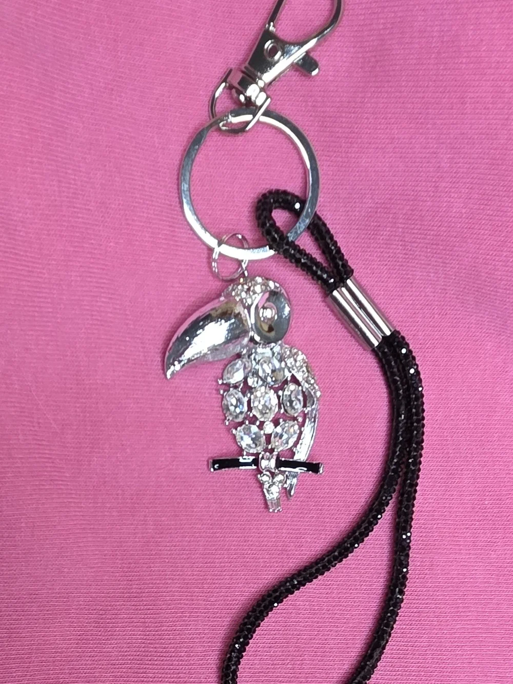 Upcycled Vintage Rhinestone Brooch - Now Toucan Keychain - Rare Tropical Charm